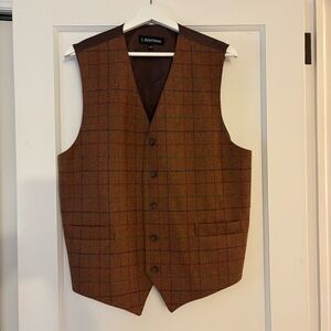 J. Peterman Rust Plaid Vest